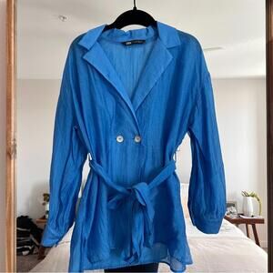 Zara Vibrant Blue Belted Jacket